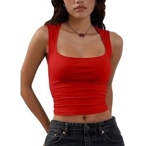 Chic Red Sleeveless Crop Top